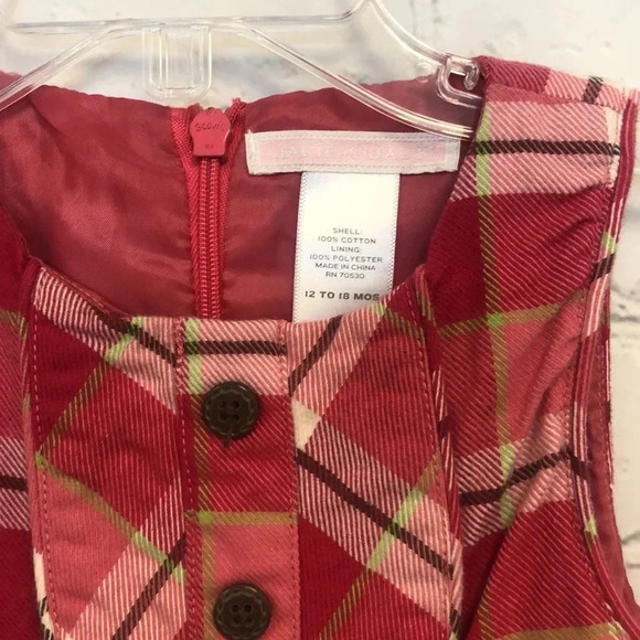 12-18M Janie & Jack Pink Plaid Sleeveless Summer Dress with Bow - Picture 2 of 5
